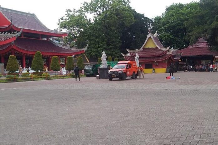 simulasi pengamanan di Kelenteng Sam Poo Kong