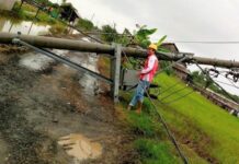 Tiang listrik yang roboh di wilayah Pekalongan