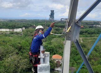 Perangkat BTS di atas tower