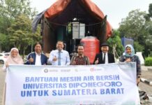 Undip Kirim Mesin Penjernih Air ke Sumatera Barat