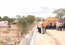 Momen Prabowo Cek Tumpukan Kayu yang Terbawa Banjir di Aceh Tamiang